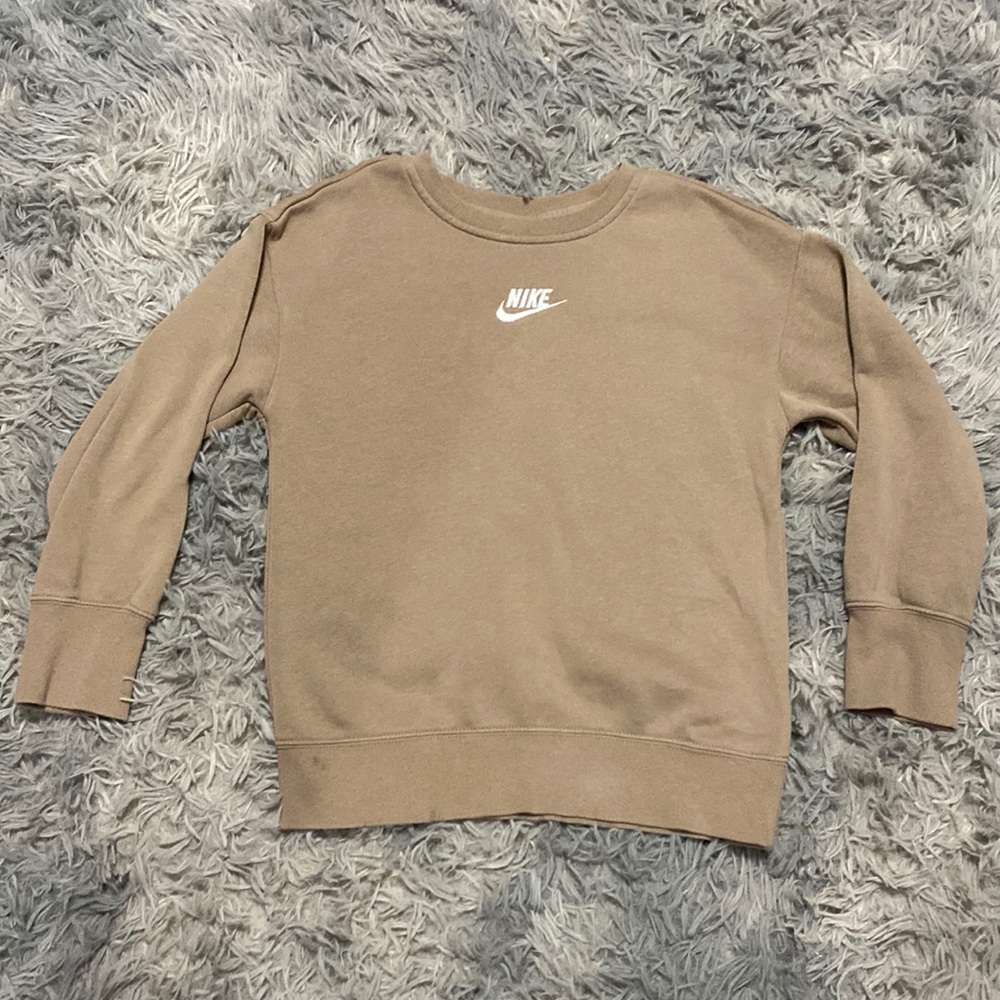 Girls tan Nike crewneck